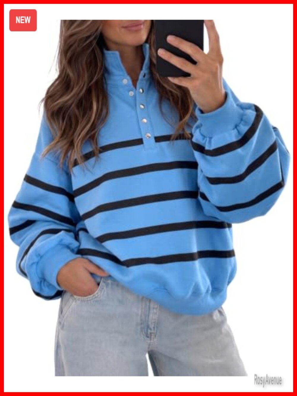 Striped Oversized Sweatshirt Casual Long Sleeve Pullover Top